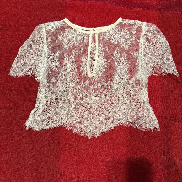Never Worn Alexandra Grecco Lula Lace Bridal Crop Top
